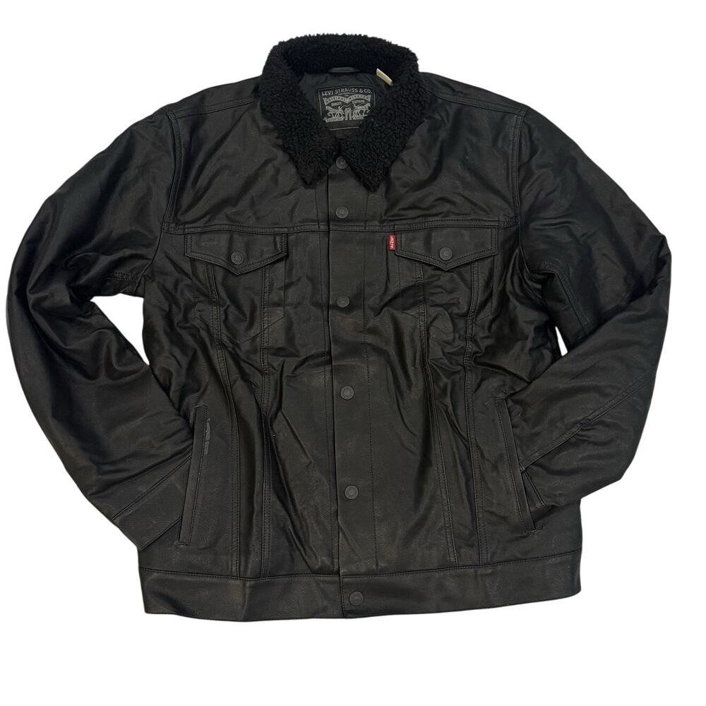 Levi's Faux Leather Sherpa Trucker Jacket Black Men's XL